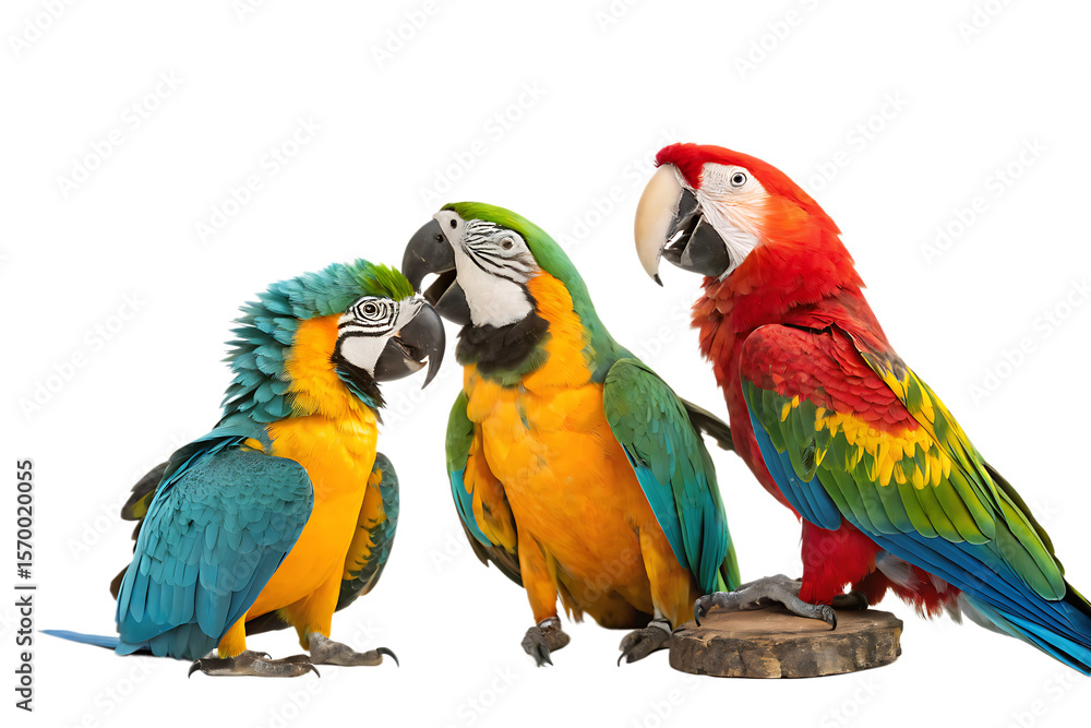 Obraz premium Group of parrots on AI Generated PNG