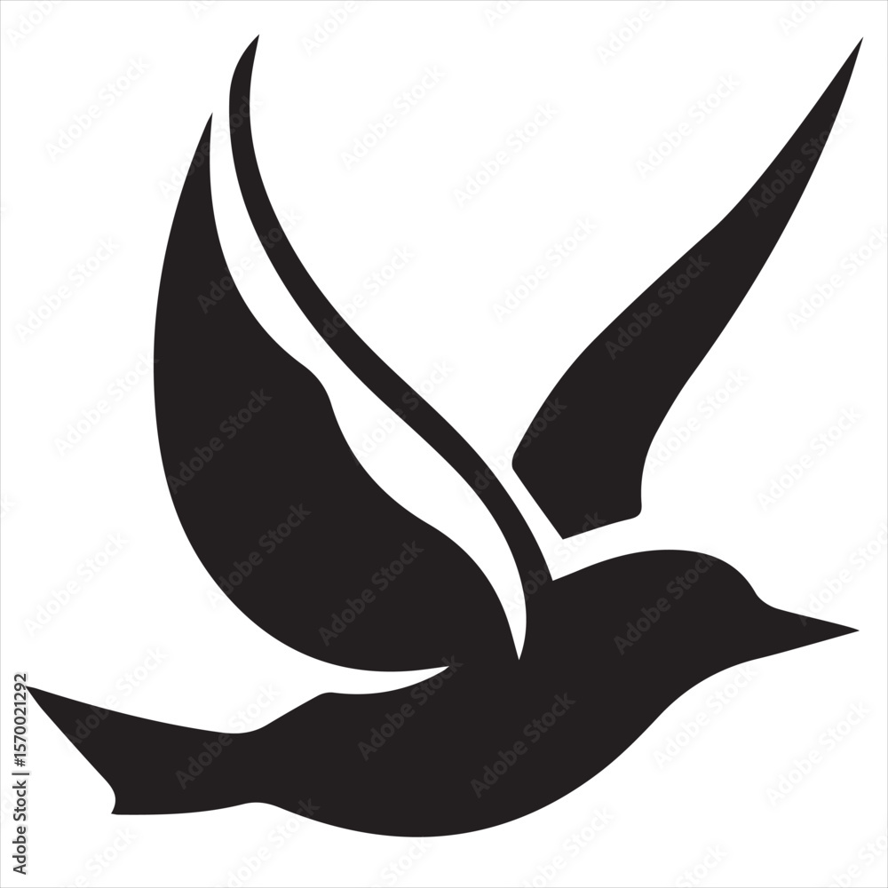 Obraz premium Minimal Silhouette Bird Logo Vector Illustration – Modern Flat Design Flying Bird Icon in Black and White – Clean, Simple, Editable Graphic for Branding, Nature, and Wildlife Concepts