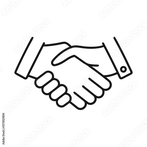 Simple Line Art Handshake Icon: Business Deal, Partnership