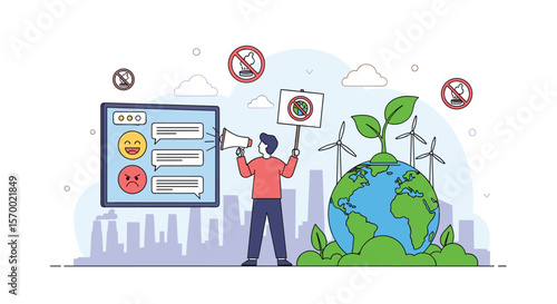 Environmental awareness campaign spreading positive messages about sustainability and protecting our planet