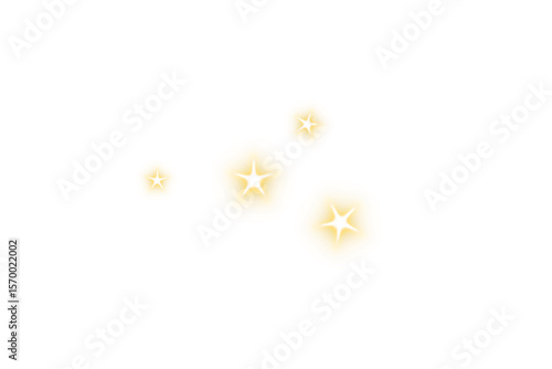 Celebration magic gold sparkle stars lens flare effect isolated on transparent background. Starlight shiny glow for decoration, Festive design elements PNG