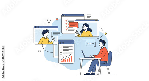 Visualizing remote work collaboration and project management tools for effective teamwork and communication