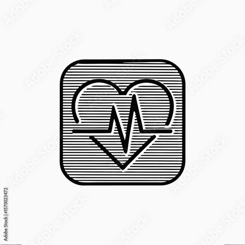 Heart Rate Monitor App Icon Design, Healthcare App Icon, Medical App Icon, Health Technology Icon