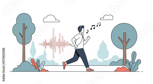 Enjoying the sounds of nature while jogging through a peaceful park with a companion