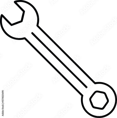 Mechanic's Essential Tool: A minimalist illustration presents a classic wrench, symbolizing precision, craftsmanship, and the art of repair, capturing the essence of mechanical ingenuity.