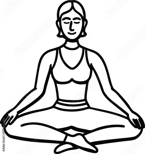 Tranquil Meditation: A minimalist line art illustration of a person immersed in the peaceful state of meditation, radiating a sense of serenity and inner peace. 