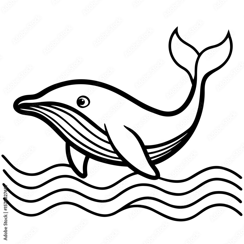 Fototapeta premium vector illustration of a Whale in ocean waves