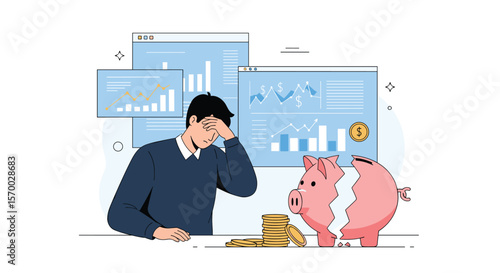 Financial stress and economic downturn impacting individuals and businesses causing despair