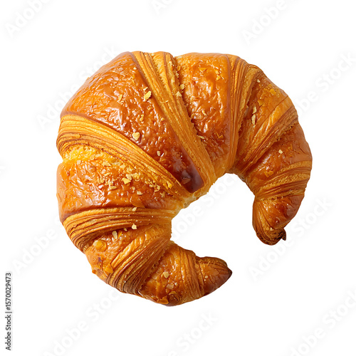 Slika na platnu Golden almond croissant with flaky layers isolated on transparent background