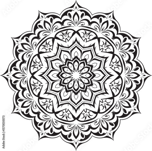 Elegant floral mandala with Islamic arabesque style patterns