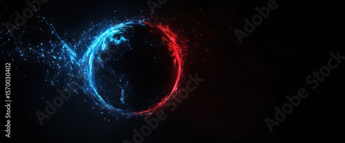 Global network connection and data exchange. Worldwide connection