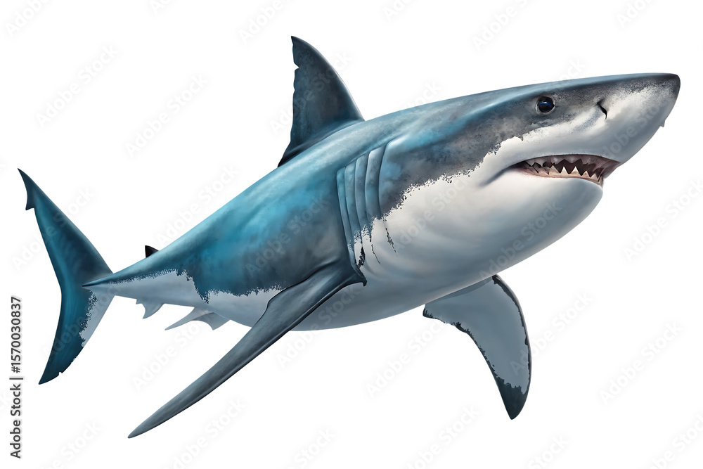 Naklejka premium Majestic Shark, a Powerful Ocean Predator , isolated on white background PNG