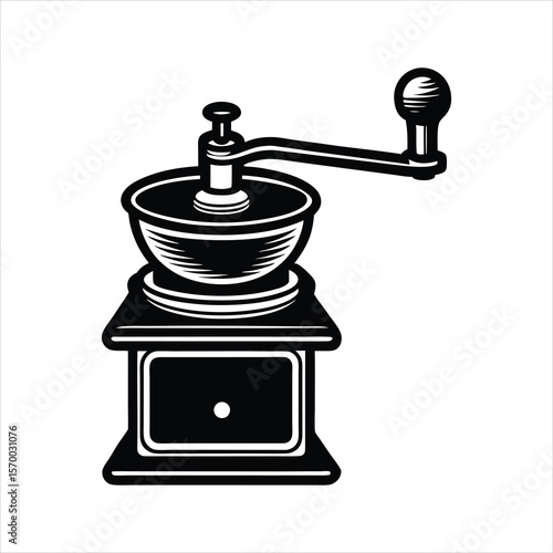 Old Coffee Grinder Silhouette Drawing