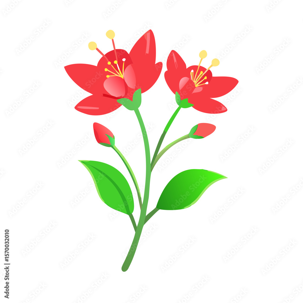 Obraz premium Vibrant Red Flowers Botanical Illustration Natures Beauty