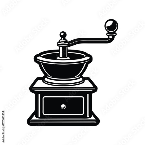 Vintage Coffee Grinder Silhouette on white