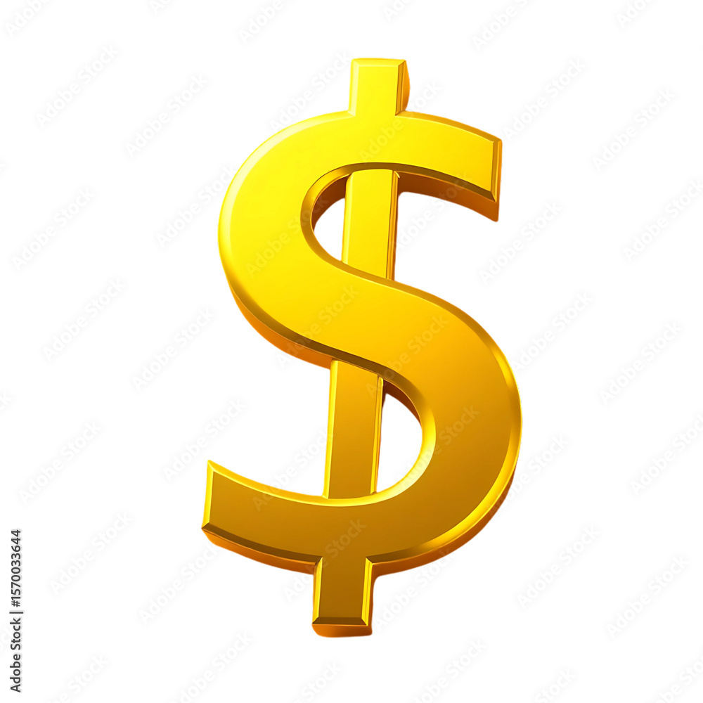 Fototapeta premium Golden 3D dollar sign symbol representing wealth and financial success