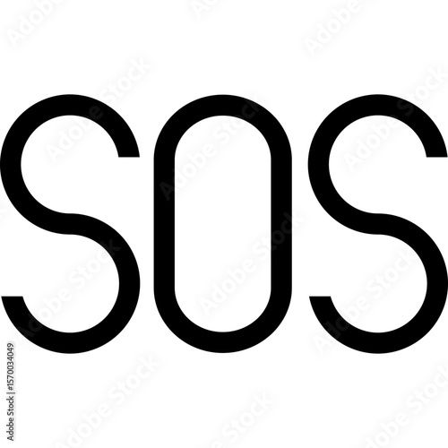 Illustration of the sos signal displayed with bold black lines against a white background plain design