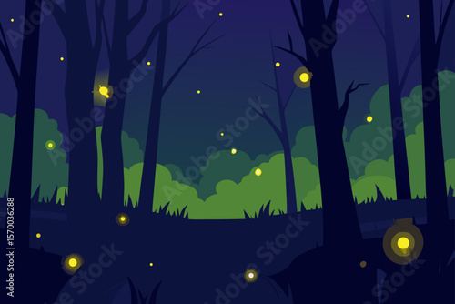 Fireflies in the Forest at Twilight