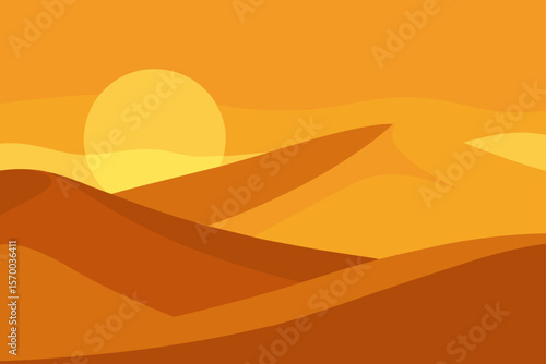 Golden Hour Light Over Rolling Desert Dunes