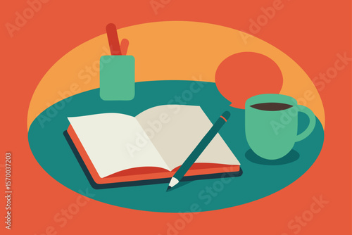 Minimal Table with Journal and Pen Scene