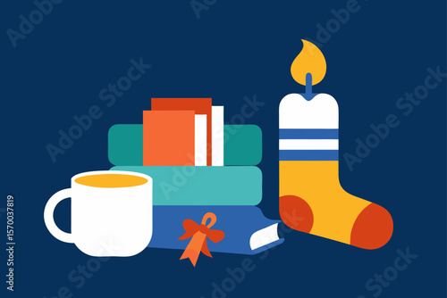 Warm Socks Book Candle and Cup Cozy Lifestyle