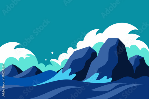 Waves Crashing on Rocks with Dramatic Lighting