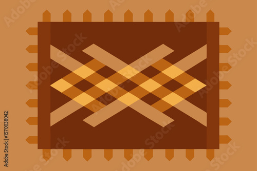 Woven Rug Texture with Natural Tones Top View