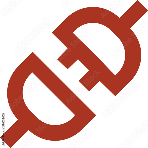 Illustration of a disconnected red electrical plug on a white background in simple graphic style design