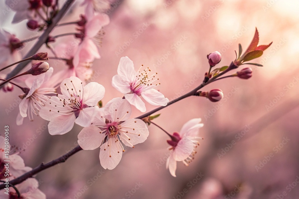 Fototapeta premium Abstract sakura blossom. Background with pink color. Soft focus.