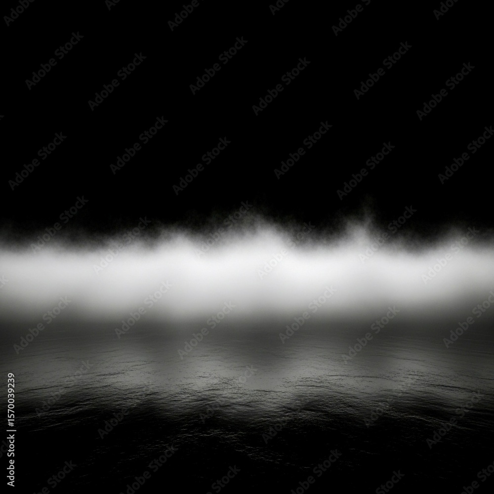 Fototapeta premium Black and white abstract background with horizontal mist over a reflective surface. 