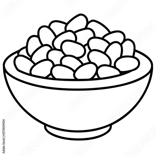 Bowl of Bean  vector in AI format ideal for food, nutrition, vegan, and organic design projects.