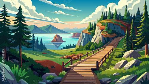 Forillon National Park, Quebec – Thick forests, wooden walking trails, and sweeping ocean views reflect serene summer wilderness.