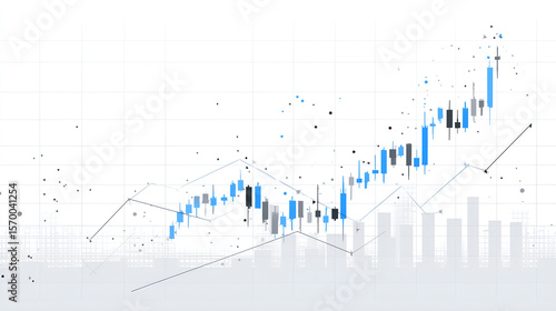 Financial Growth Graph: An eye-level shot captures an abstract representation of the stock market, showcasing upward trending graphs to represent market success.