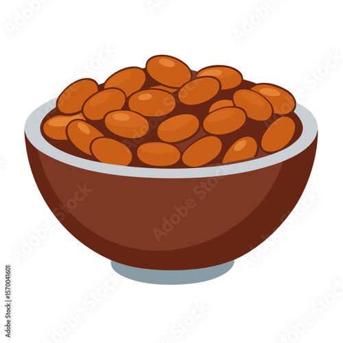 Bowl of Bean  vector in AI format ideal for food, nutrition, vegan, and organic design projects.