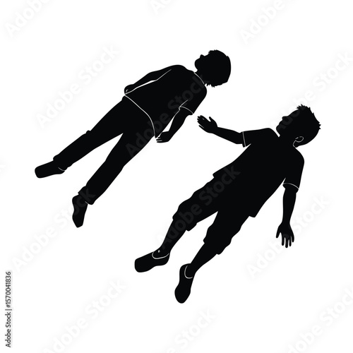 Falling people silhouettes