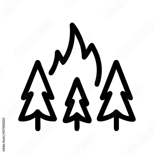 Forest fire with flames and pine trees drawn in vector style  