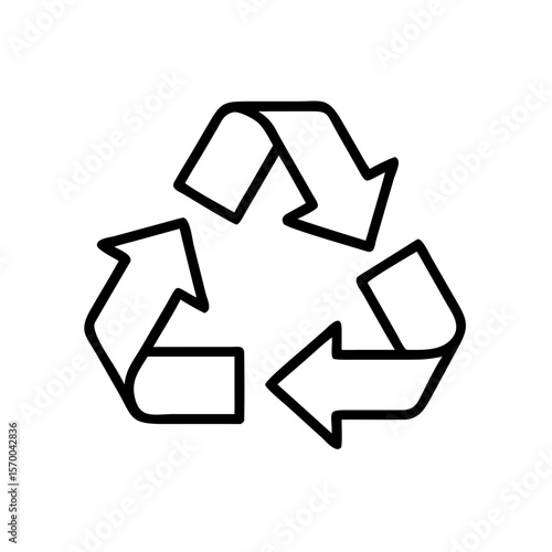 Recycling symbol with arrows in minimalist black outline design  