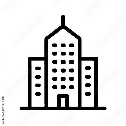 Simple outline of modern office building in minimalist style  