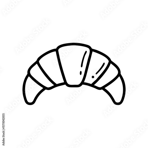 Croissant illustration in minimalist line art style on white background  