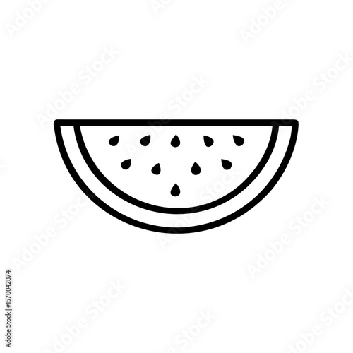 Watermelon slice in simple line art style on white background  