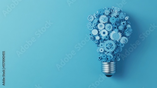 Conceptual image of a lightbulb made of gears representing ideas and innovation
