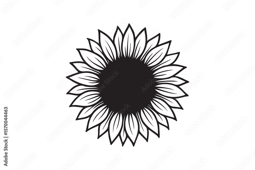 Fototapeta premium Sunflower silhouette with white background
