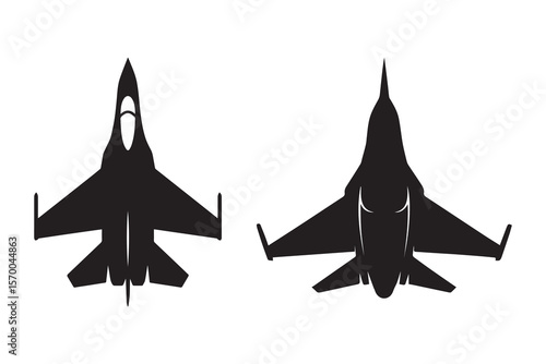 Fighter jet silhouette with white background