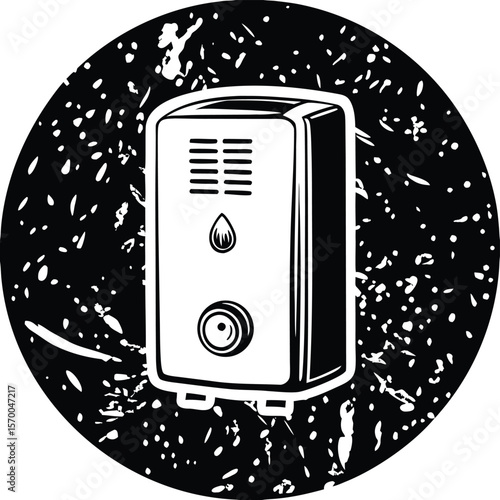 Black and white water heater icon appliance heating