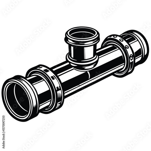 Black horizontal pipe fitting plumbing industrial