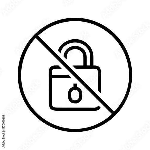 No unauthorized access symbol with padlock and prohibition sign  