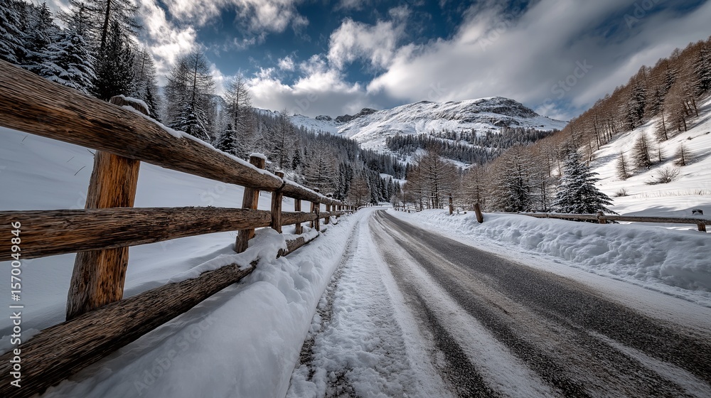 Fototapeta premium winter landscape with snow covered mountains