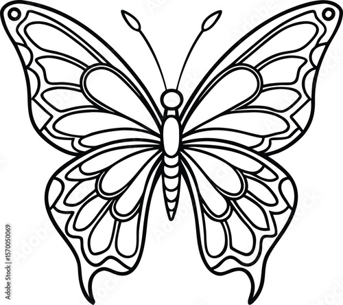 minimalist butterfly outline vector with rounded wing design, simple butterfly line art, clean butterfly outline vector, minimalist butterfly drawing




