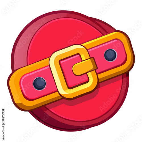 Red circular badge with golden belt and dark blue studs vector