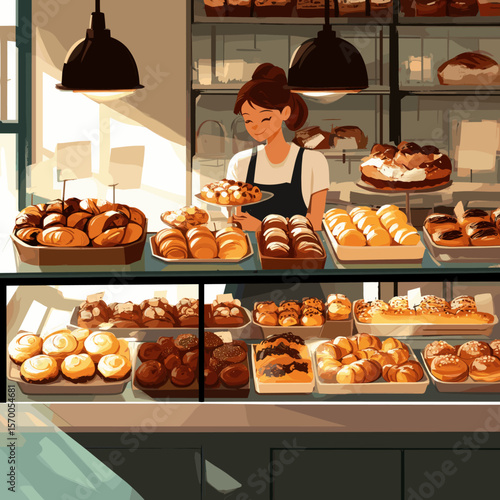 Delightful Bakery Display with Pastries